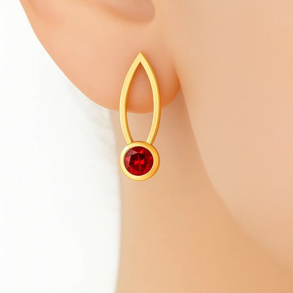 18K Gold Plated Long Gemstone Drop Earrings, Trendy Modern Look TGE1035 EM-1290