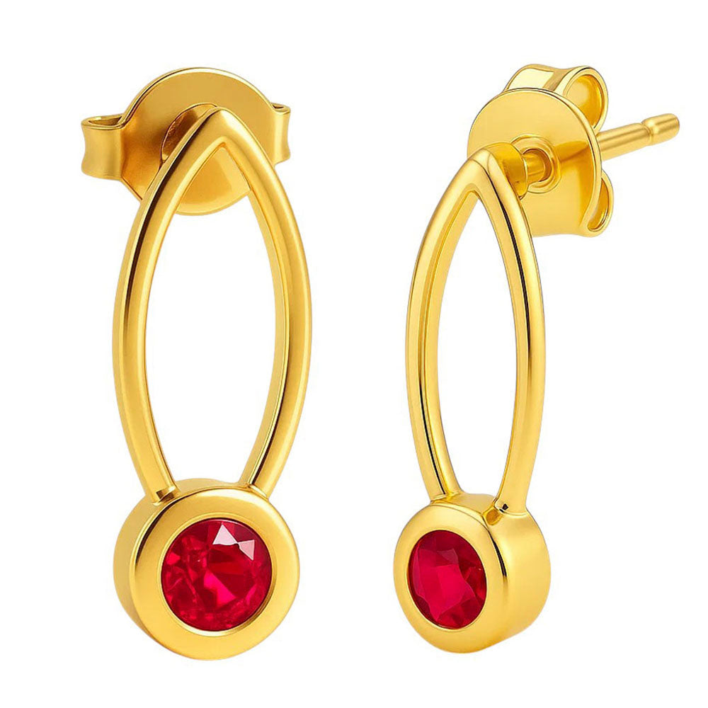 18K Gold Plated Long Gemstone Drop Earrings, Trendy Modern Look TGE1035 EM-1290
