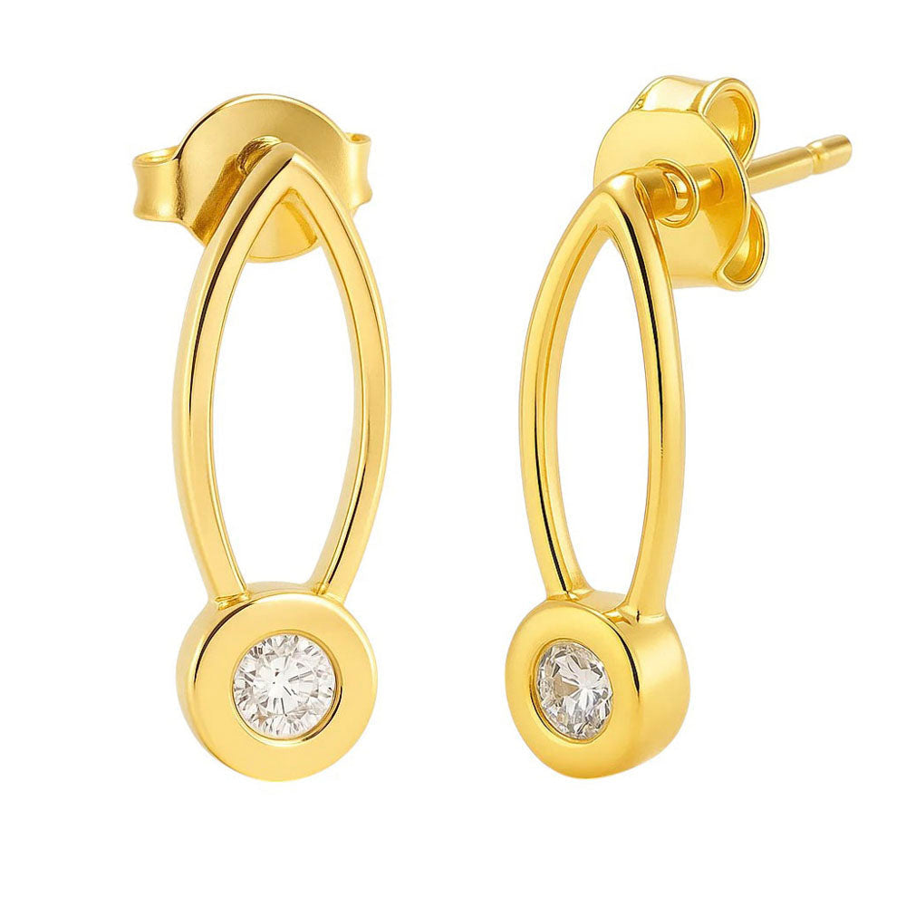 18K Gold Plated Long Gemstone Drop Earrings, Trendy Modern Look TGE1035 EM-1290